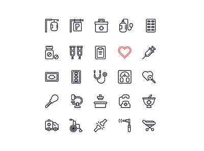 hospital icon set ambulance bag doctor drugs heart hospital hospitality love search