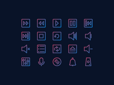 Music Icon cool gradient icon illustrator music simple. flat sound