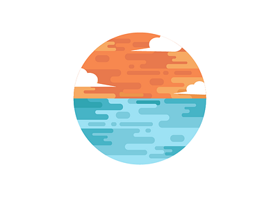 Sunset flat icon landscape sunset