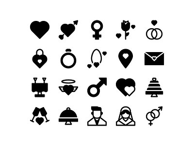 couple icon set with solid style