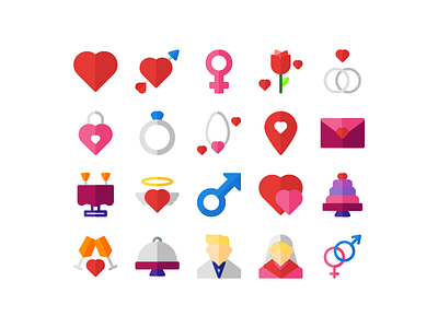 couple icon set with flat stle