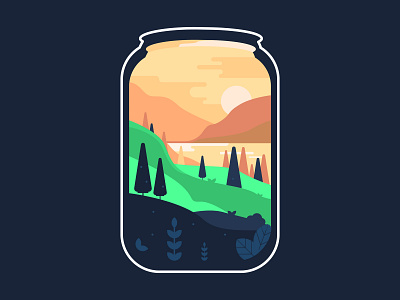 happy weekend drink icon landscape landscape illustration mount