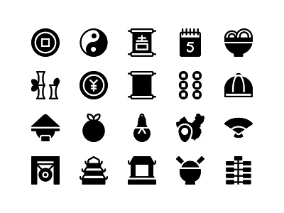 Chinese New Year glyph icon icon set solid