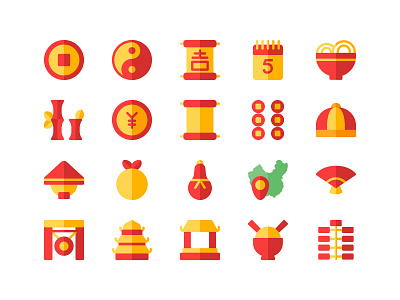 Chinese New Year color flat icon new year