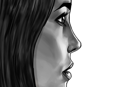 Black and white girl (detail) black and white girl illustration painterly portrait
