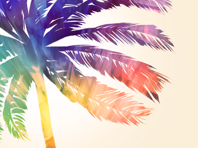 A beautiful summer (detail) bright colour colourful illustration painted painterly palm tree print