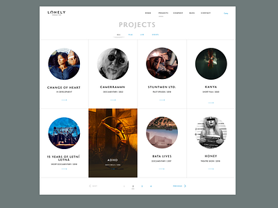 Movie production company website - projects section adaptive grid layout projects ui ux web