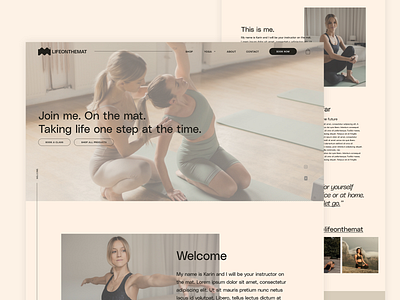 LifeOn TheMat minimalist Yoga practice website UI design branding design interface landing page mindfulness typography ui ux website wellness yoga