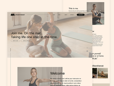 LifeOn TheMat minimalist Yoga practice website UI design