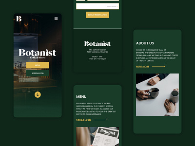 Mobile concept for a bistro landing page. bistor caffe coffee shop landing landing page reservation section ui user experience ux