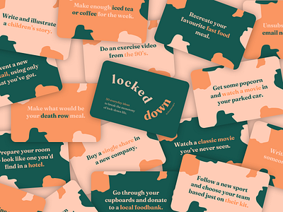 'Locked Down - 50 everyday ideas' card pack branding cards colour scheme