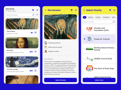 Mobile application: E-Commerce for art pieces artists branding ecommerce mobile application ui design ux design