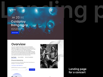 Landing page: Concert concert event landing page music ui design ux design