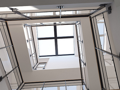 Stairwell & Skylight 3d 3dsmax architecture archtiectural escalier puits de lumière reflect reflection reflects skylight stairwell