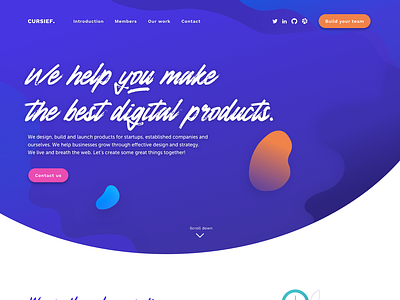Cursief homepage 1.0 agency blue collective design icons illustration webdesign