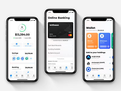 Bitfineon Neo-bank with Crypto apple bank bitcoin coins crypto dashboard ethereum exchange ios neobank wallet