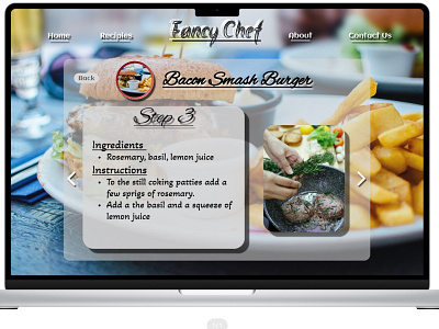 Fancy Chef Recipe WebPage design food ui webpage