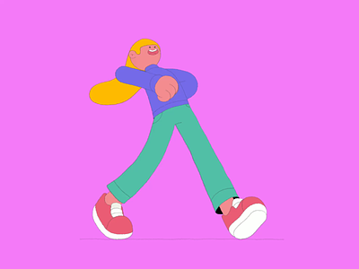 A happy walk ae animation character illustrations long hair walk