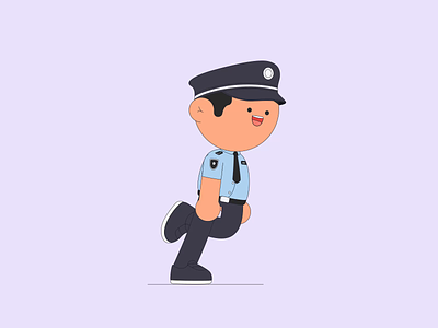 民警奔跑police ae animation character illustration police run