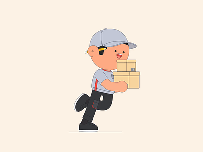 快递员奔跑Courier a e ae animation box character courier illustration run