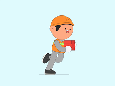 建筑工人builder ae animation brick builder character graphic design illustration motion motion graphics run safety helmet