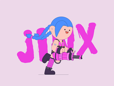 游戏角色金克丝Jinx ae animation character game character graphic design illustration jinx league of legends motion graphics nft run