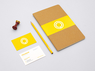 Youcanlive Centre business cards circle id identity logo notebook pencil round yellow