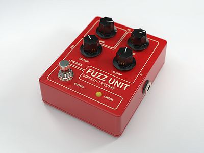 Fuzz Unit 3d cgi fuzz guitar pedal rendering unit
