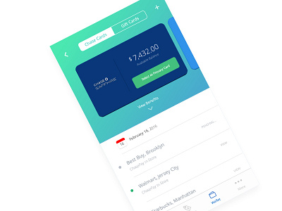 Chase Pay Wallet Landing cards chase mobile pay payment transactions ui wallet