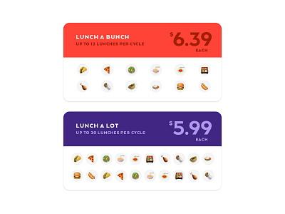 Mealpal emoji meal plans. UI card emoji food meal mealpal plan punch ui