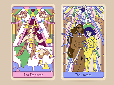 The Emperor & The Lovers character design drawing illustration line art tarot tarot cards