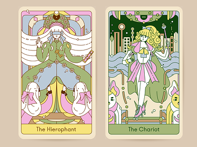 The Hierophant + The Chariot art character design drawing illustration line art tarot tarotcards
