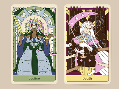 Justice + Death art character death design drawing illustration justice line art tarot tarot cards