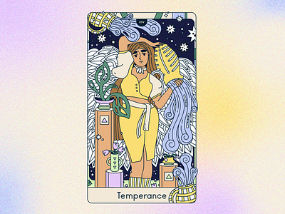 Temperance (XIV) illustration line art tarot tarot cards