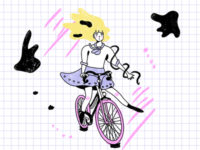 (my bike specializes in the nitty-gritty) abstract art character design drawing illustration line art