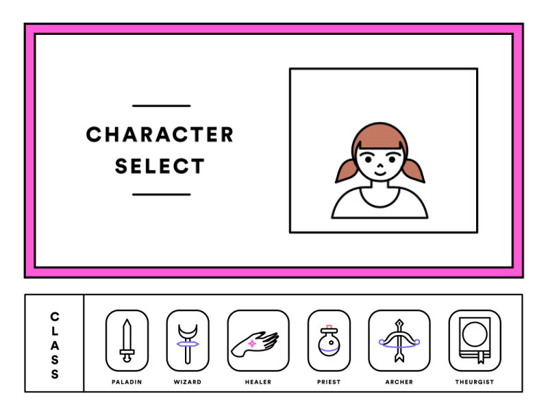 Character Select animation art character design drawing game. motion gif illustration loop