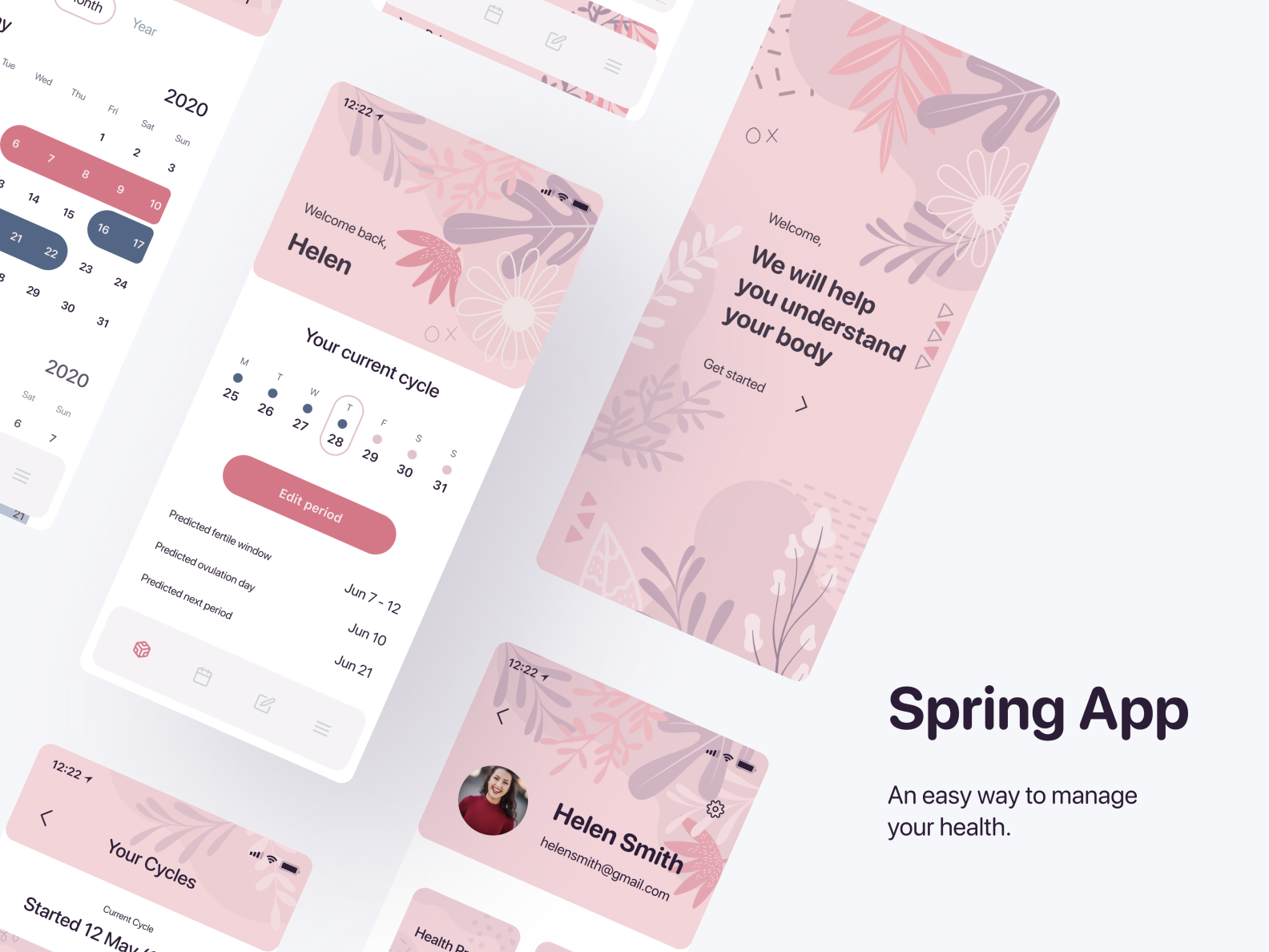 Spring App - women’s health tracker | Mobile App by Julia Gale on Dribbble
