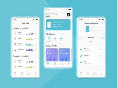 ActiveLife App app application dashboard doctor health healthcare hospital interface medical medical app medication medicine pills product