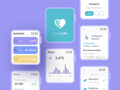 Apple watch | ActiveLife App activity app apple apple watch chart doctor doctor appointment fitness health healthcare heart rate hospital reminder smartwatch steps treatment watch