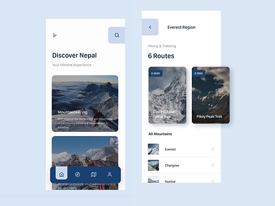 Welcome to Nepal | Mobile Application app design everest hiking interface landscape mountain nature nepal travel trekking ui ux