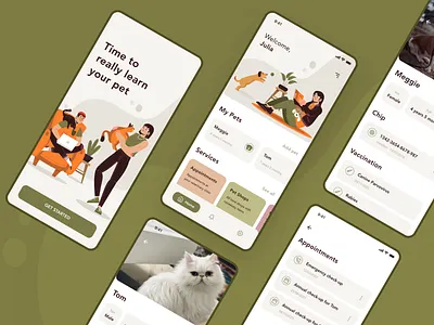 Your Pet App | Mobile Application animal animals app appointment cat design dog grooming interface minimal pet pet care pets petshop ui ux vet veterinarian