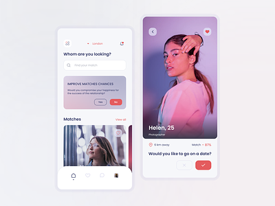 Dating App | Mobile Application app chat chatting date dating dating app design finder interface love match meet minimal partner social network ui ux