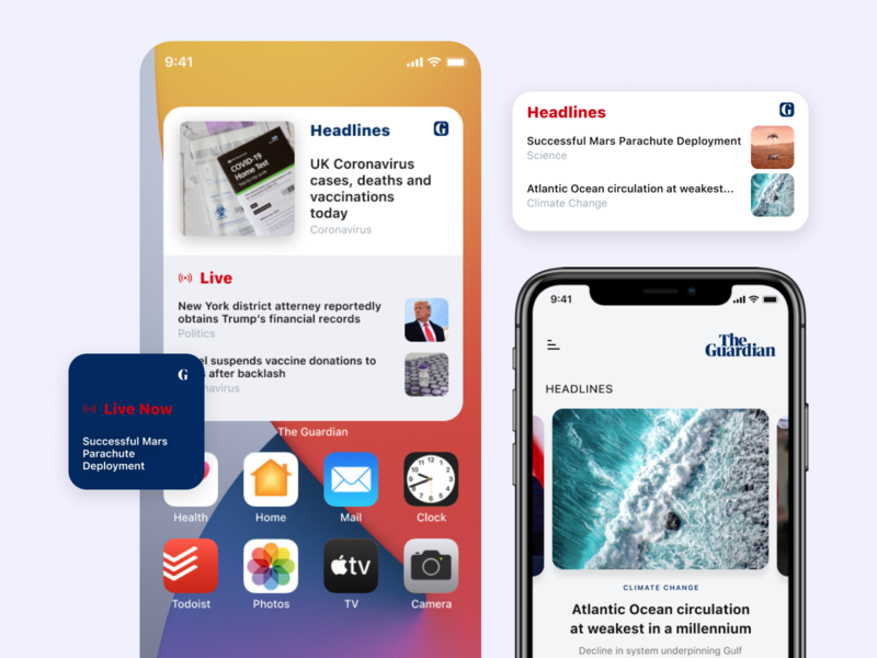 The Guardian News | Apple Widgets app apple widgets design interface ios ios widgets ios14 minimal news news app news feed ui ux web website widgets