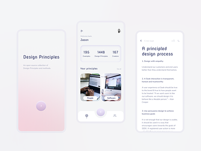 Design Principles App | Mobile Application app article clean design designs glassmorphism interface interfaces minimal people principles simple ui ux