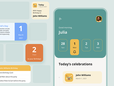 Celebramos App | Apple Widgets app apple widgets birthday celebrate days design event interface ios ios widgets minimal reminder schedule ui ux web widget widgets