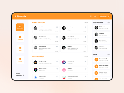 Disputatio | Dashboard app chats chatstickers communication conference connect conversation dashboard dashboard ui design interface join media message messages minimal talk ui ux web