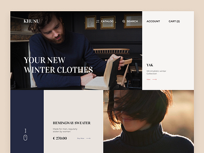 Khunu. Wool Clothes | Landing page clothes clothing clothing brand collection design interface knitting landing page minimal shopping ui ux web website winter wool yak