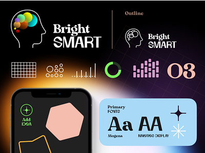 Bright Smart AI brain branding head illustration logo vector