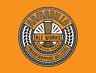 Armadillo Ale Works Badge badge beer brewery design graphic design illustration patch train
