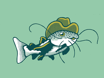 Cute Cowboy Catfish catfish cowboy cowboyhat graphic design illustration pattern texturebrush vector